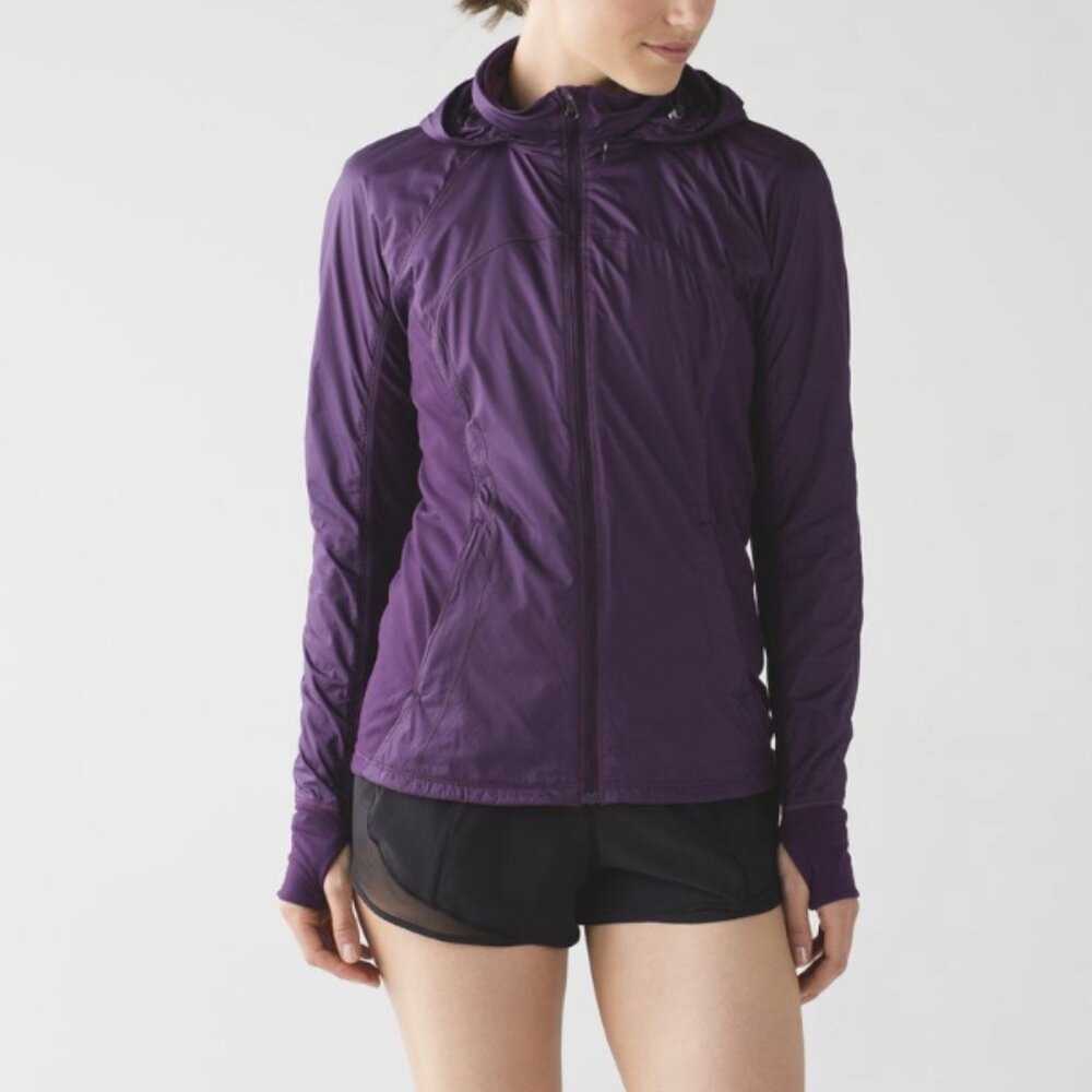 Lululemon Rush Hour Jacket Darkest Magenta Purple Full Zip Glyde Rulu Size 2